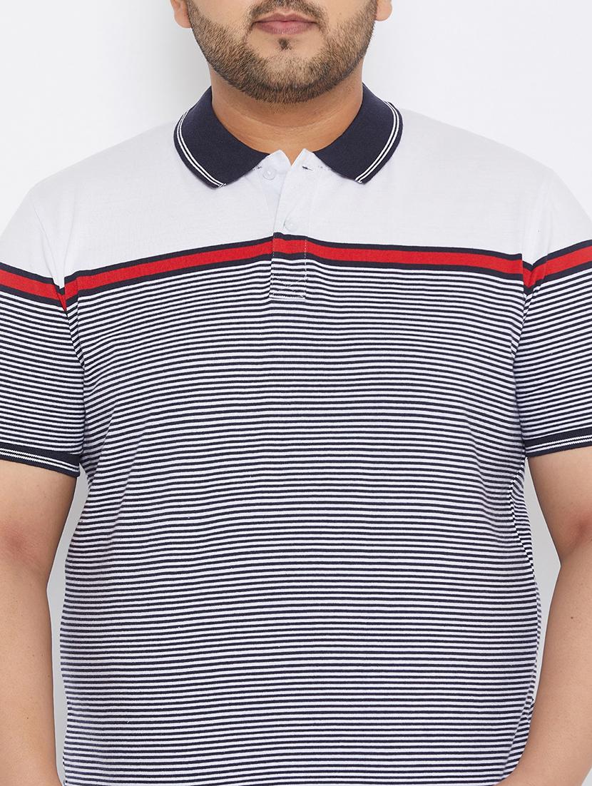 plus size white striped polo t-shirt - 17828454 - Zoom Image - 5