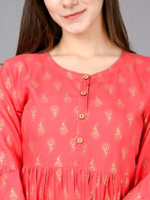 pink color printed short kurta/tunic - 17828937 - Standard Image - 5