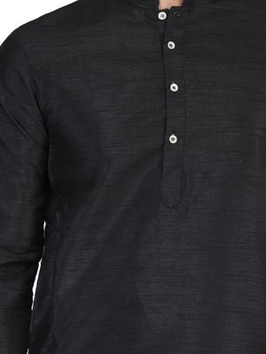 black solid dhoti kurta set - 17829208 - Standard Image - 4