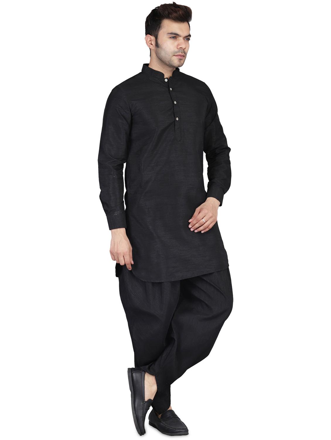 black solid dhoti kurta set - 17829208 - Zoom Image - 2