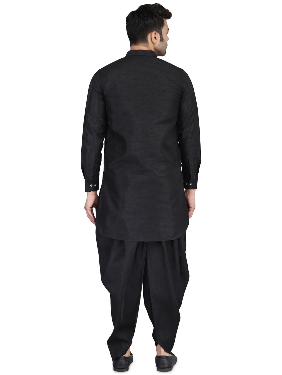 black solid dhoti kurta set - 17829208 - Zoom Image - 3