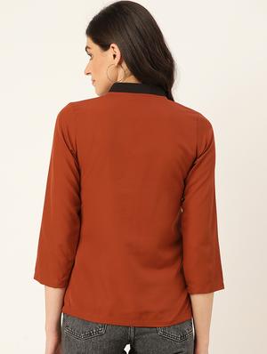 mandarin neck solid shirt - 17830614 - Standard Image - 3