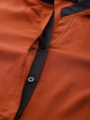 mandarin neck solid shirt - 17830614 - Standard Image - 5
