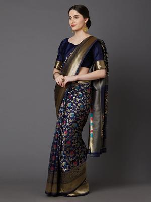 nevy blue color banarasi silk saree - 17832183 - Standard Image - 2