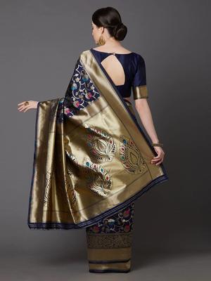 nevy blue color banarasi silk saree - 17832183 - Standard Image - 3