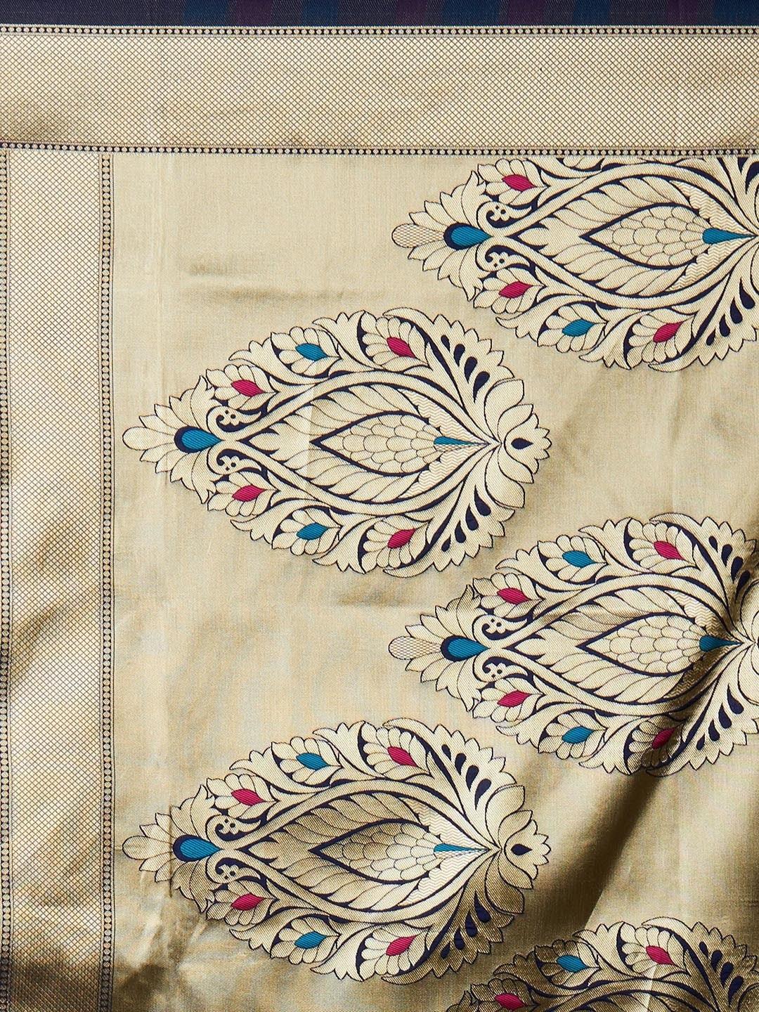 nevy blue color banarasi silk saree - 17832183 - Zoom Image - 4