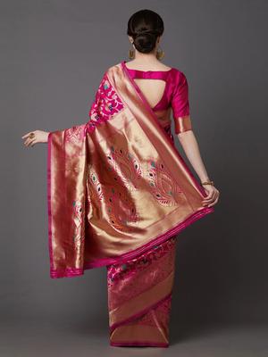 pink color banarasi silk saree for - 17832184 - Standard Image - 3