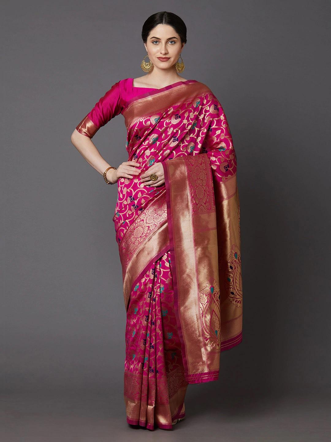 pink color banarasi silk saree for - 17832184 - Zoom Image - 1