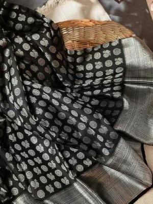black color designer banarsi saree for - 17832224 - Standard Image - 5