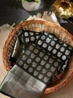 black color designer banarsi saree for - 17832224 - Standard Image - 6