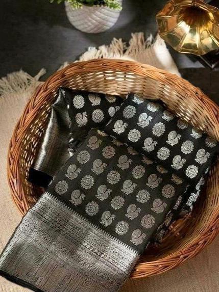 black color designer banarsi saree for - 17832224 - Zoom Image - 6
