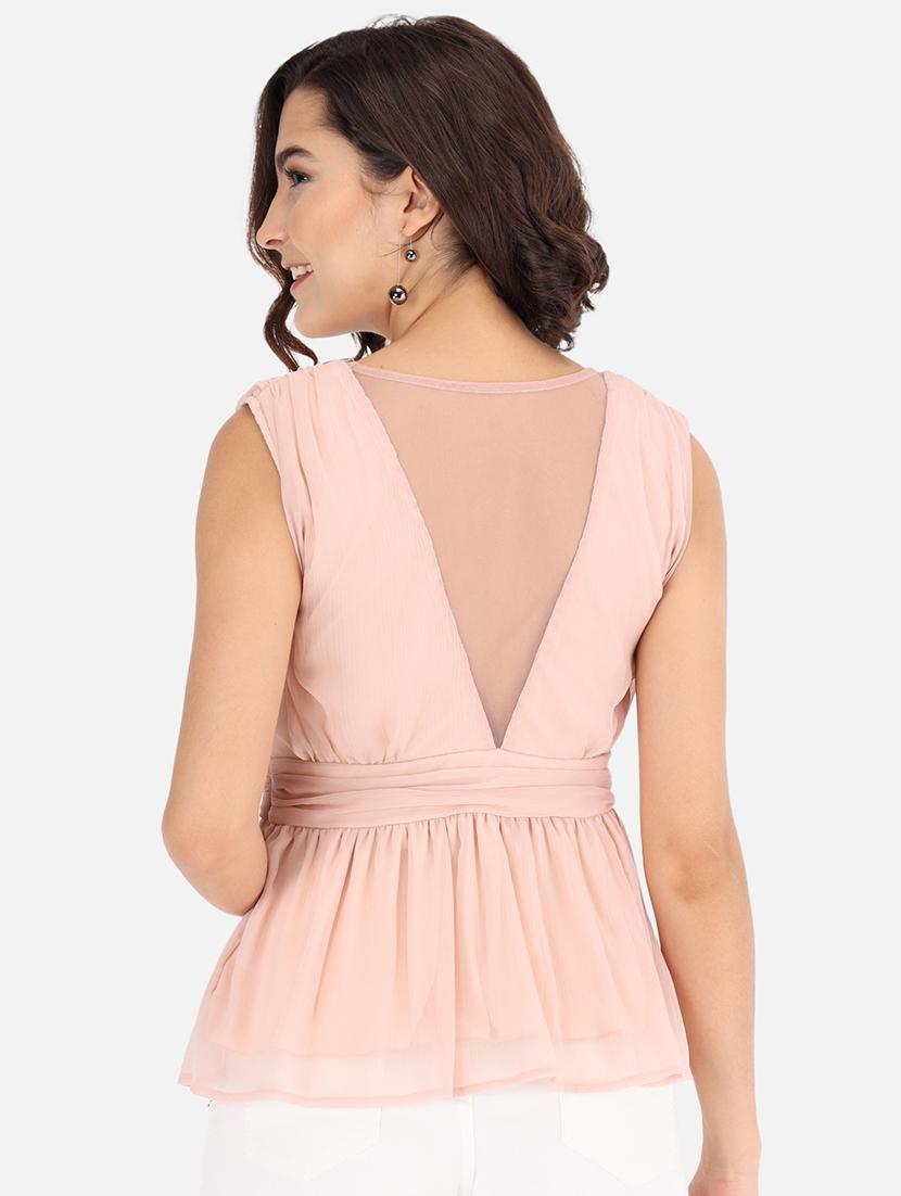 overlap neck peplum top - 17832233 - Zoom Image - 3