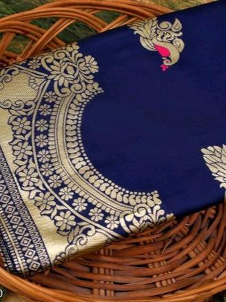 nevy blue color banarasi silk saree - 17832252 - Very Small Image - 1