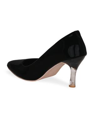 black faux leather slip on pumps - 17832278 - Standard Image - 3