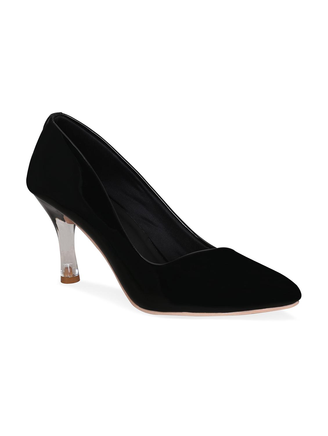 black faux leather slip on pumps - 17832278 - Zoom Image - 1