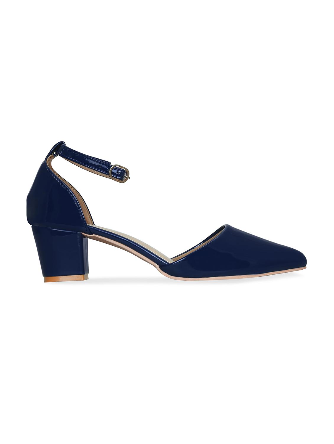 navy faux leather ankle strap sandals - 17832285 - Zoom Image - 2