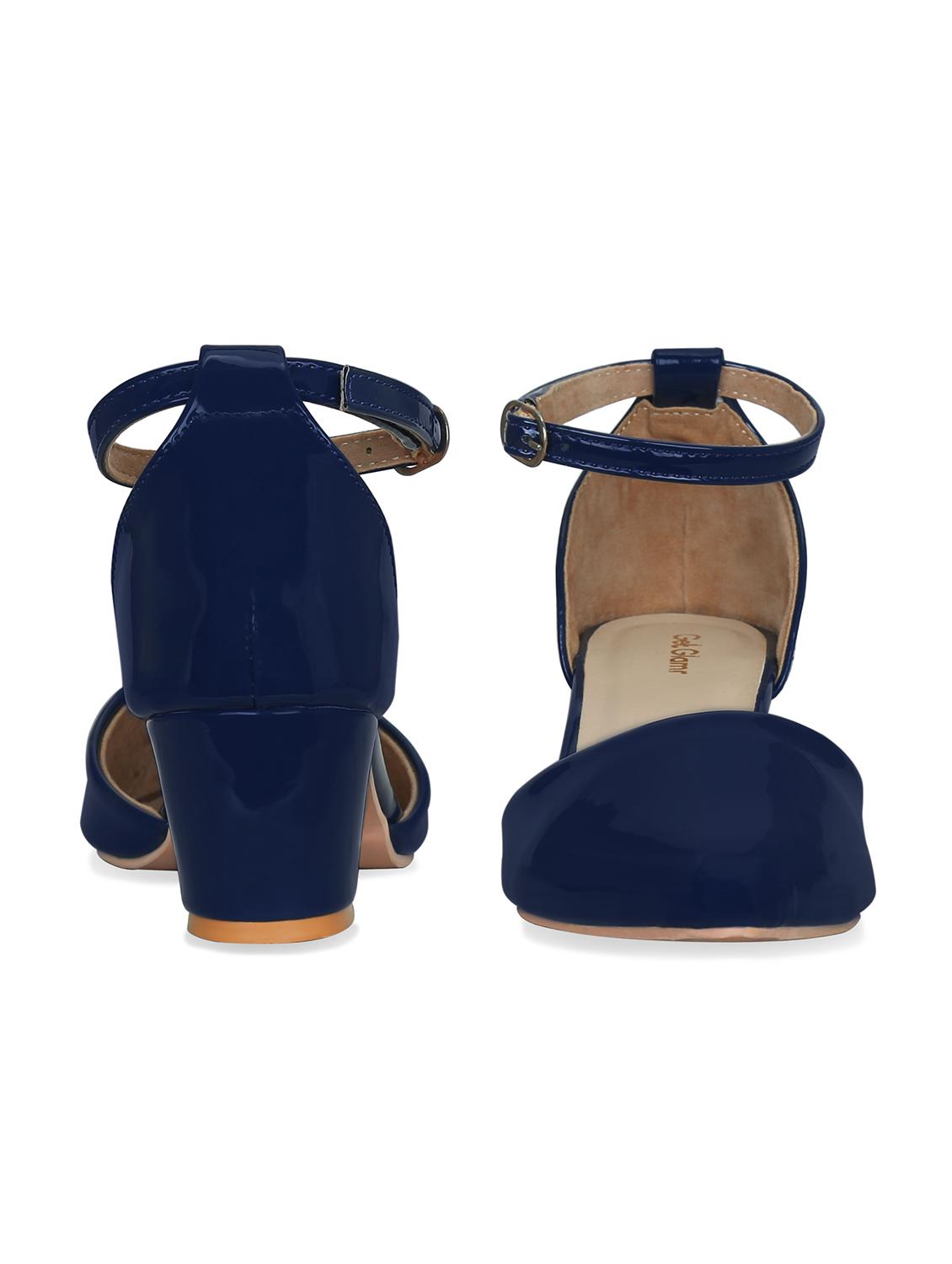 navy faux leather ankle strap sandals - 17832285 - Zoom Image - 4