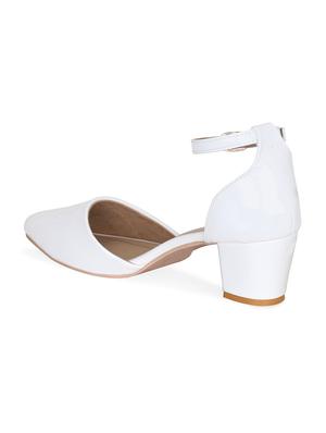 white faux leather ankle strap sandals - 17832286 - Standard Image - 3
