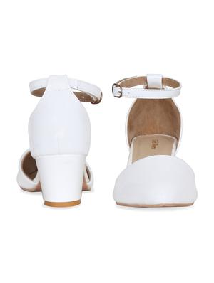 white faux leather ankle strap sandals - 17832286 - Standard Image - 4