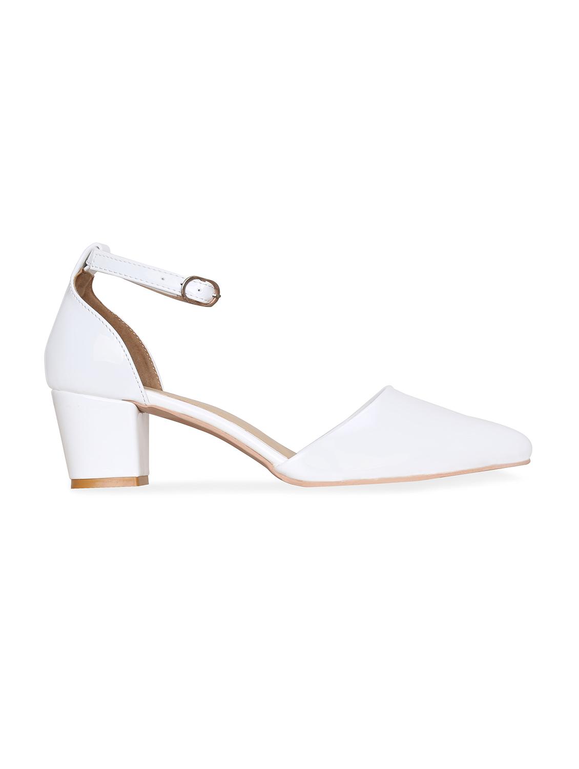 white faux leather ankle strap sandals - 17832286 - Zoom Image - 2