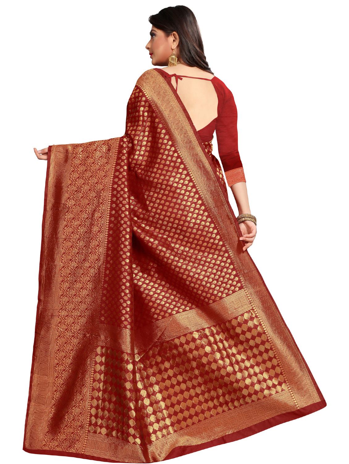 zari work woven saree with blouse - 17832332 - Zoom Image - 2