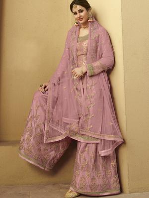 pink viscose sharara suits semistitched suit - 17832733 - Standard Image - 2