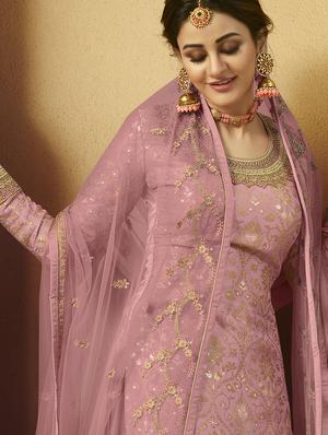 pink viscose sharara suits semistitched suit - 17832733 - Standard Image - 3