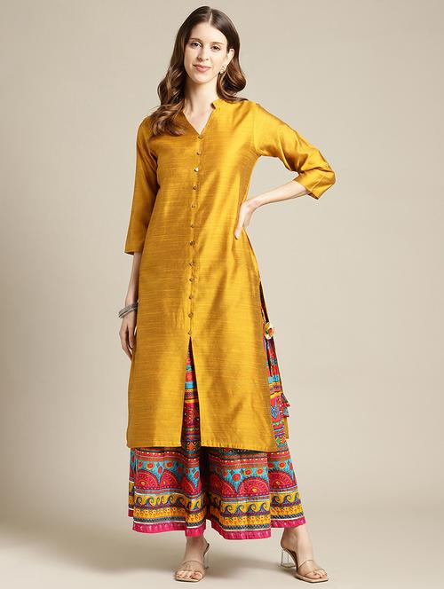 solid kurta skirt set - 17832770 - Standard Image - 1