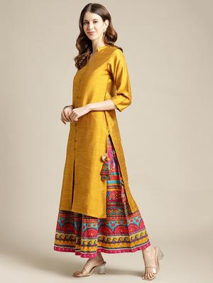 solid kurta skirt set - 17832770 - Standard Image - 2