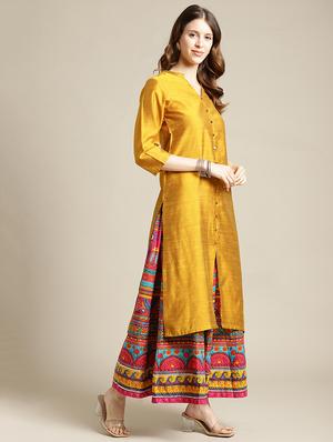 solid kurta skirt set - 17832770 - Standard Image - 3