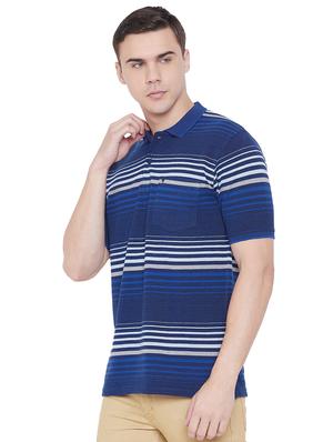 navy blue striped polo t-shirt - 17833697 - Standard Image - 2