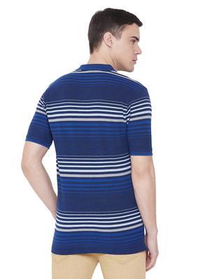 navy blue striped polo t-shirt - 17833697 - Standard Image - 3