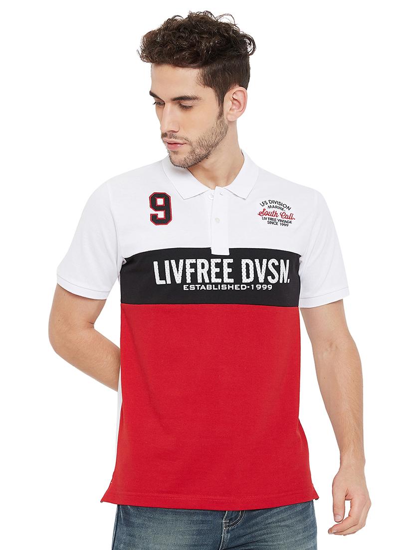 white printed cut & sew polo t-shirt - 17833756 - Zoom Image - 1