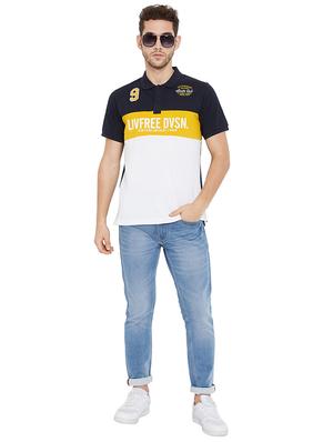 navy blue printed cut & sew polo t-shirt - 17833757 - Standard Image - 4