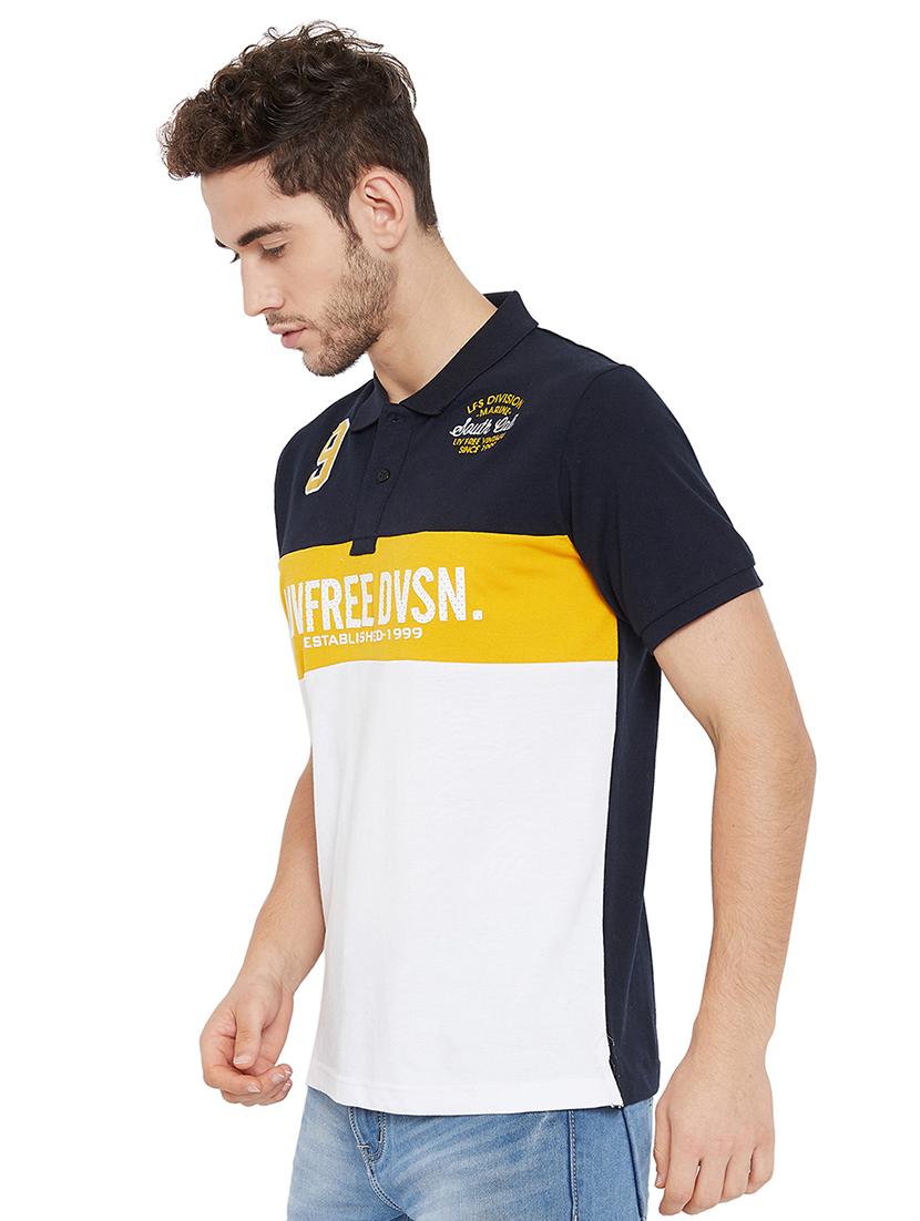 navy blue printed cut & sew polo t-shirt - 17833757 - Zoom Image - 2
