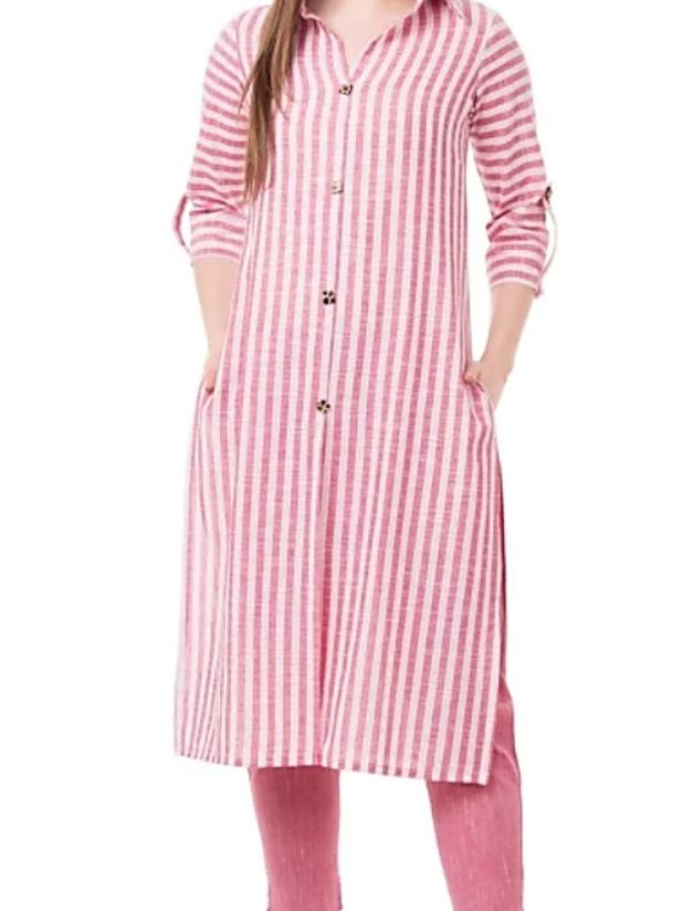 pink cotton kurti - 17834551 - Zoom Image - 2