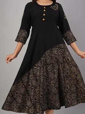black cottonsilk kurti - 17834638 - Standard Image - 2
