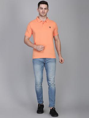 peach solid polo t-shirt - 17834763 - Standard Image - 4