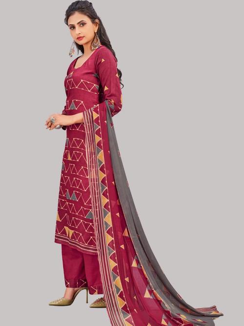 semi cotton printed unstitched suit - 17834785 - Standard Image - 1