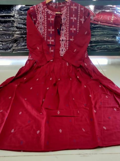 red georgette gown - 17835151 - Standard Image - 1