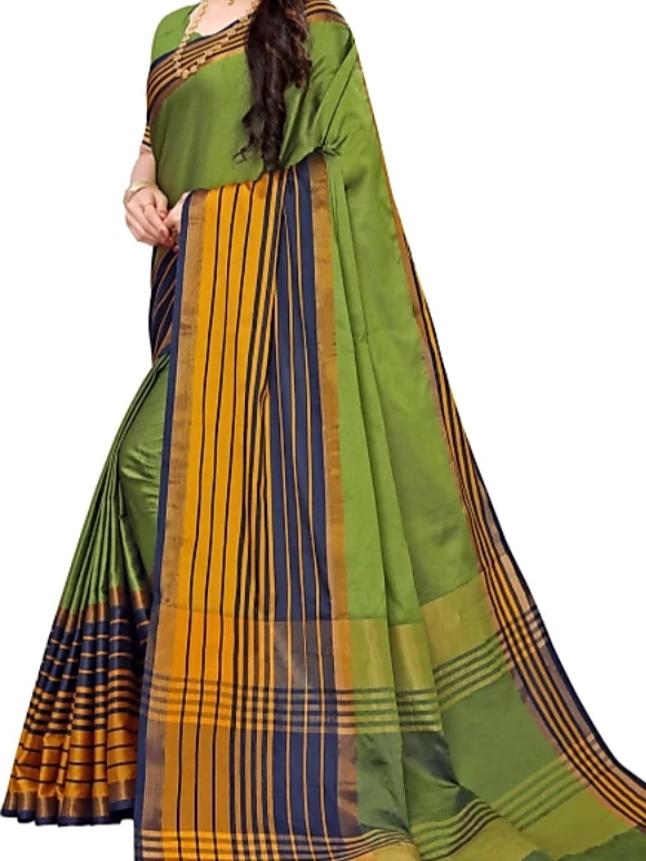 green cotton saree - 17835430 - Zoom Image - 1