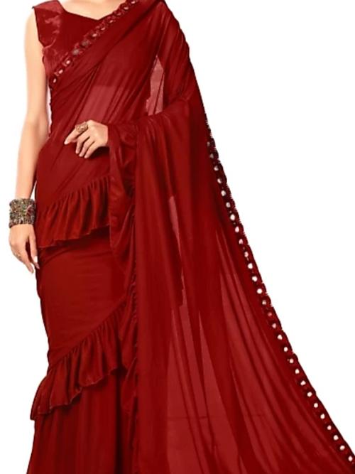 red cotton saree - 17835433 - Standard Image - 1