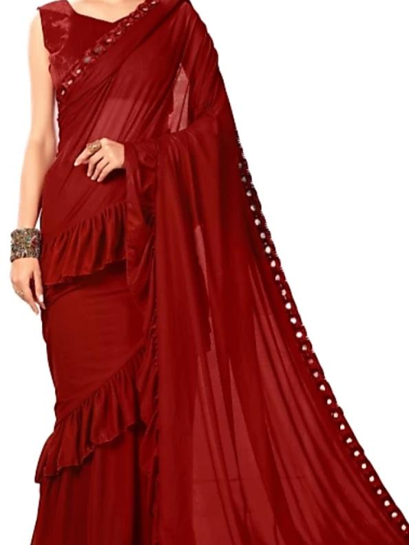 red cotton saree - 17835433 - Zoom Image - 1