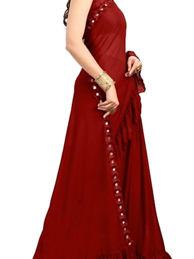 red cotton saree - 17835433 - Zoom Image - 2