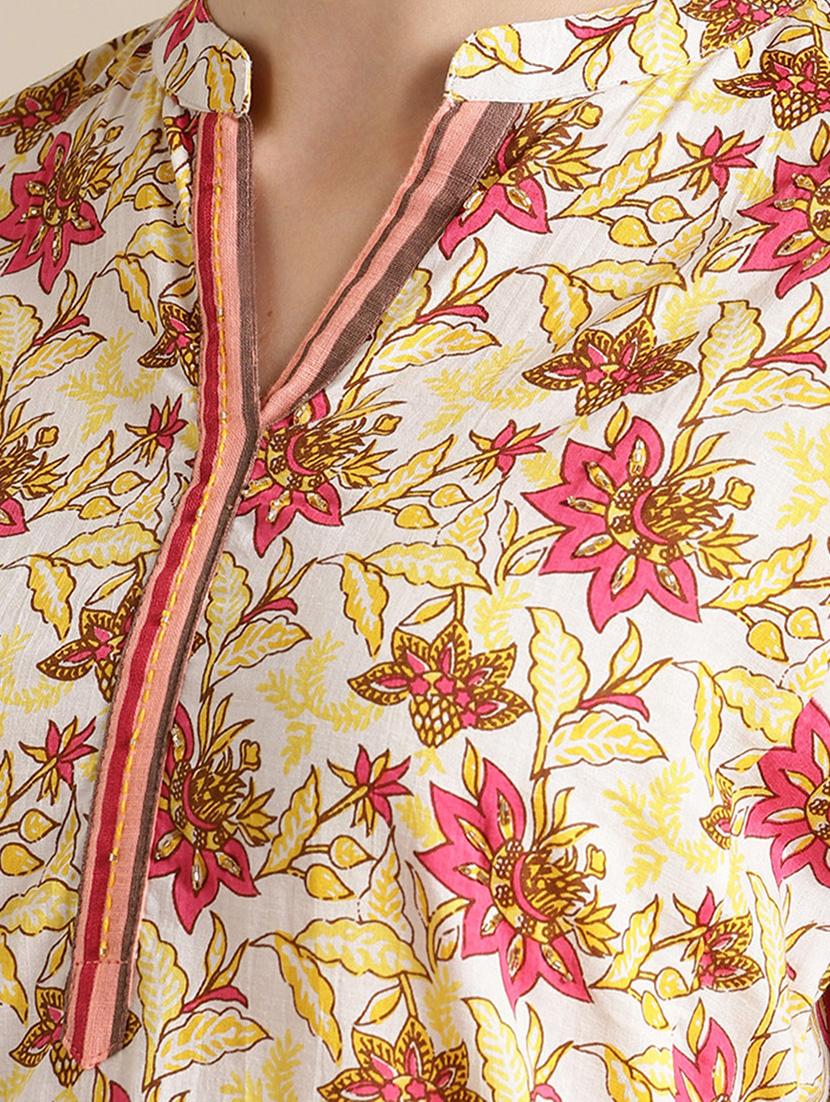 floral straight kurta - 17835622 - Zoom Image - 4