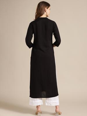 solid straight kurta - 17835625 - Standard Image - 3