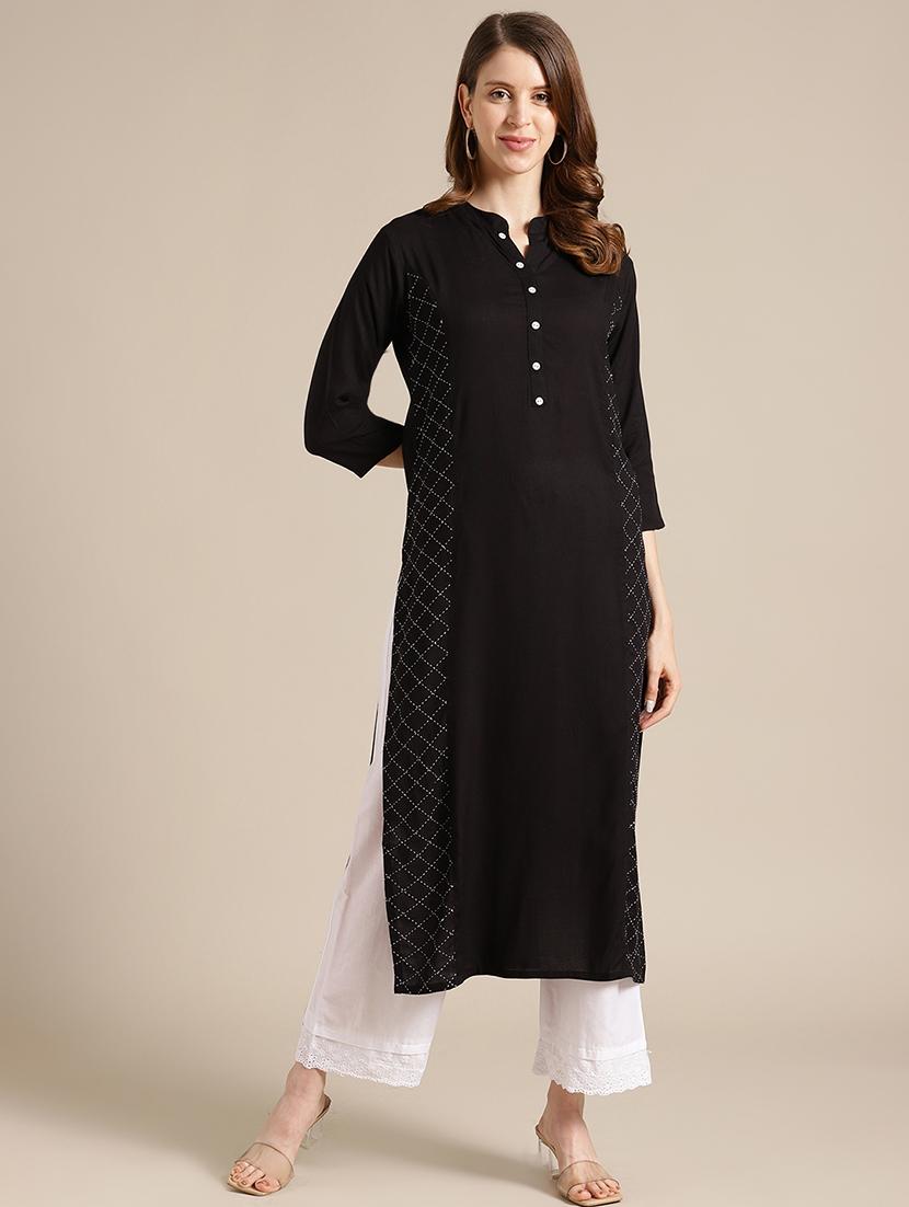 solid straight kurta - 17835625 - Zoom Image - 1