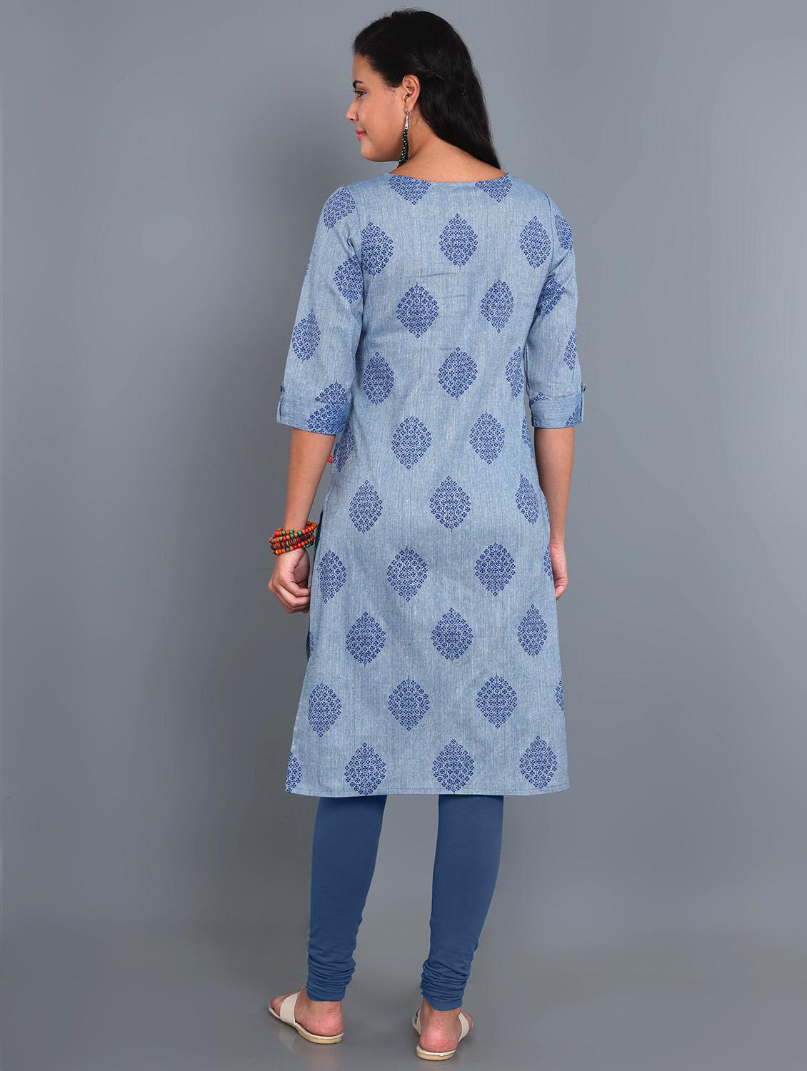 printed straight kurta - 17835985 - Zoom Image - 3