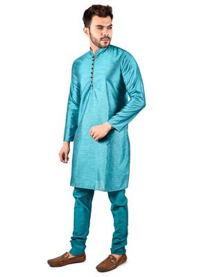 sea green solid kurta pajama set - 17836030 - Standard Image - 3