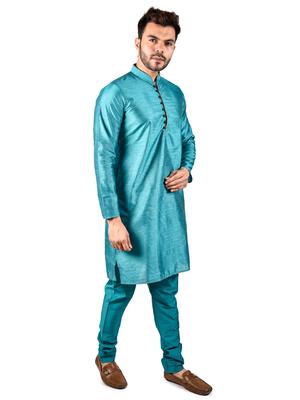 sea green solid kurta pajama set - 17836030 - Standard Image - 4
